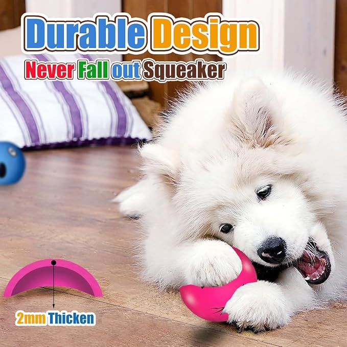 HOLYSTEED Latex Squeaky Dog Balls for Medium Breeds, 2.5" Round Squeak Toys | 2.5"x2.5"x2.3", 6-Pack Soft Rubber Smile Face Dog Ball Squeaky, Bouncy Fetch Puppy Toy with Squeaker for Indoor Outdoor