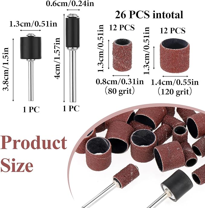 Dog Nail Grinder Replacement Kit, 26pcs, 80/120 Grit