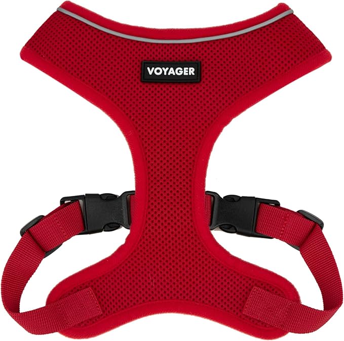 Best Pet Supplies Voyager Aerolite Over the Head Dog Harness, No Pull Breathable Air Mesh Vest, Quick Dry with Reflective Stitching, Adjustable Escape Resistant Harness - Red, Small