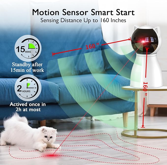 Valonii Cat Toys [2025 Newly Upgraded] Real Random Trajectory Rechargeable Motion Activated Cat Laser Toy Automatic,Interactive Cat Toys for Indoor Cats/Kitten/Dogs