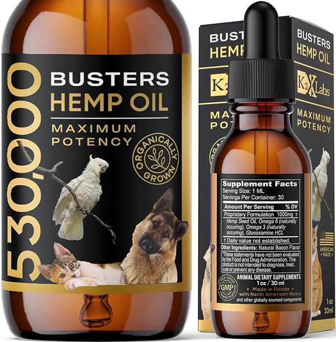 Buster's Hemp Oil for Dogs & Cats, Calm, Hip & Joint, Coat, 30ml