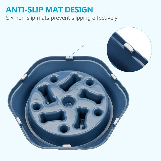 UPSKY 2PCS Slow Feeder Dog Bowl Anti-Chocking Slower Feeding Dog Puzzle Bowls, Interactive Bloat Stop Dogs Food Bowl Dishes Non-Slide Lick Treat Bowl for Small Medium Dogs (Blue+Green)