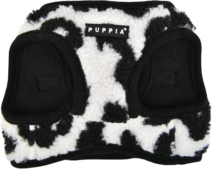 Puppia Serval Vest Dog Harness Step-in Warm Winter Leopard Pattern for Small and Medium Dog, Black, Medium