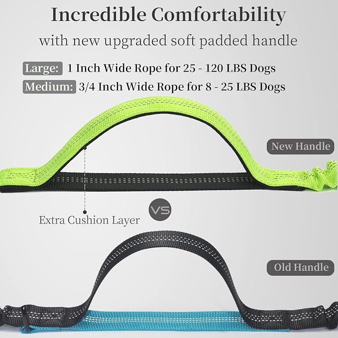 iYoShop Hands Free Dog Leash with Zipper Pouch, Large, 25-120 lbs, Green | Waist Leash, Dual Padded Handles, Shock-Absorbing Bungee, Adjustable Waist Belt, Walking and Running