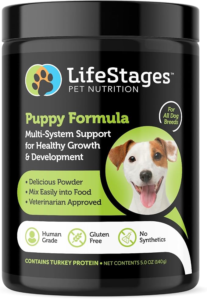 LifeStages Pet Nutrition - Stage 1: Puppy Formula 0-3 Years for Dog Weight Gain, Muscle & Joint Development, Healthy Skin & Coat | Omega 3 & 6, Spirulina, Vitamin B6 & Probiotics - Vet Approved