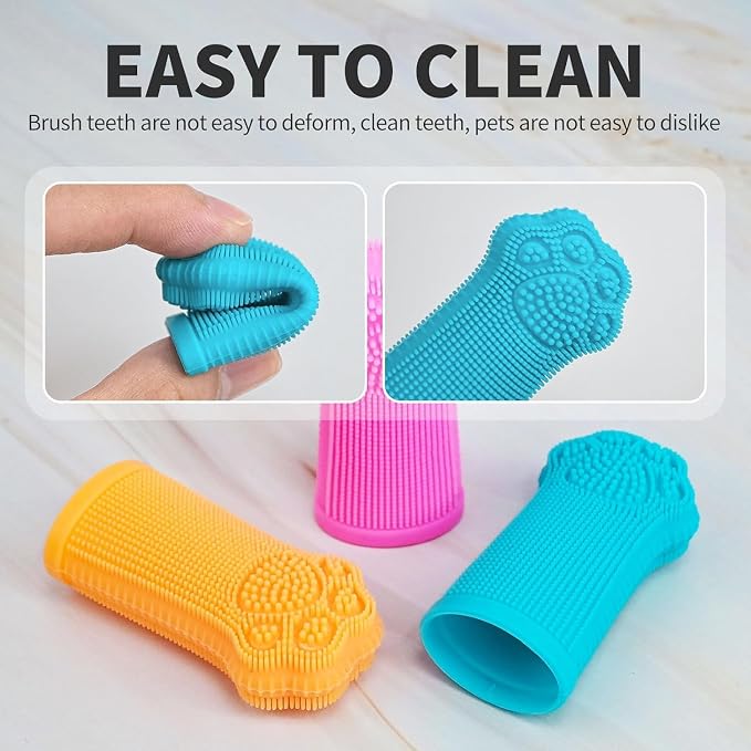 Hera Harmony Finger Toothbrush for Dogs & Cats, Soft Silicone Pet Dental Care Brush for Plaque & Tartar Removal, Teeth Cleaning & Gum Massage, Reusable 3 Pack