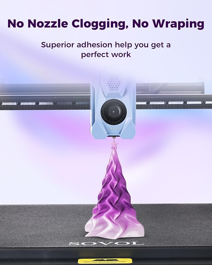 Sovol 3D Printer PETG Filament 1.75mm, Gradient Multicolors Filaments Material, 1kg (2.2lbs), Dimensional Accuracy +/- 0.03 mm, Fit Most FDM Printer, Purple