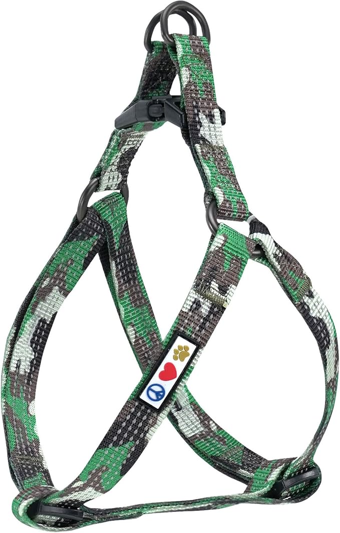 Pawtitas Reflective Step-in Dog Harness – Adjustable No-Pull Vest for Puppies to Seniors, Safe & Comfortable, M Camo Green