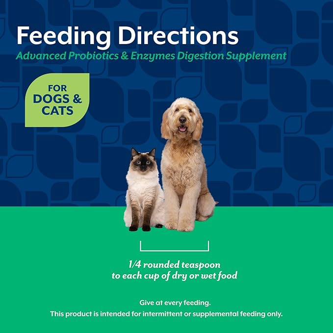 NaturVet Advanced Probiotics & Enzymes Powder for Dogs & Cats - 8oz
