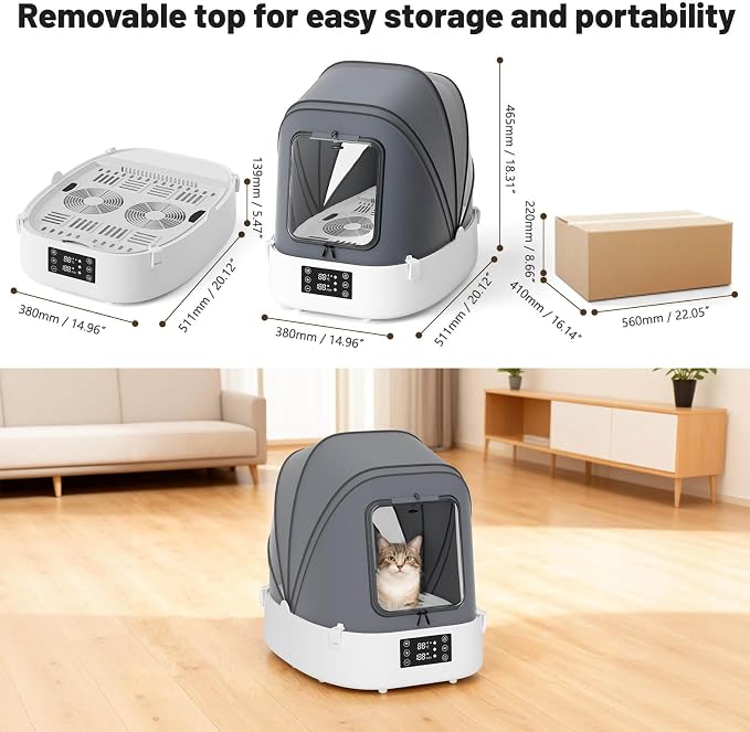 Updated Automatic Pet Dryer Box with 86CFM Dual Fans, 60L Foldable Design, 360° Quiet Airflow, Temperature/Time Control – Grooming Hair Blower for Dogs, Cats & Puppies