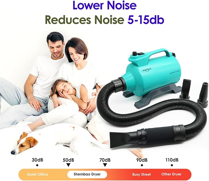 Dog Dryer High Velocity Pet Dog Grooming Force Hair Dryer/Blower 5.0HP | Super cyclone 5.0HP high velocity blower dryer for professional dog pet grooming, Green SHD-2600P