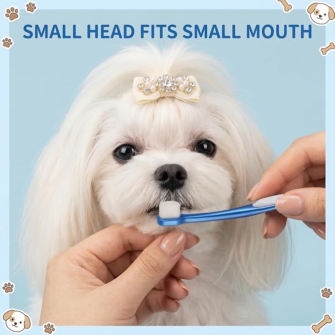 3 Pcs Ultra Soft Nano Dog Toothbrush Kit, Small Breed Pet Toothbrushes 3-Sided Dog Toothbrush Cat Puppy Tooth Brushing Kit Canine Dental Care Set of 3 Different Shapes for Medium Small Dogs
