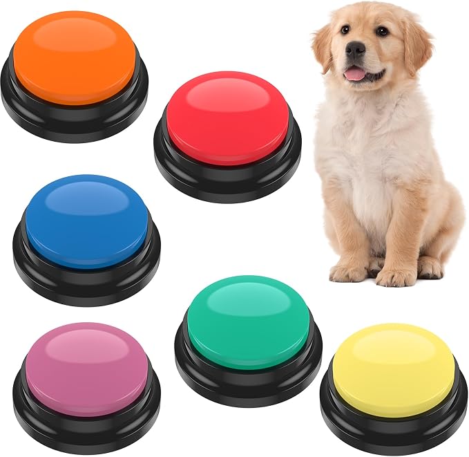6Pcs Dog Buttons for Communication Voice, Recording Button Dogs for Words Talking and Answer, Pet Sound Answering Buzzer Best Toys fit Dog Tranning(6pcs)