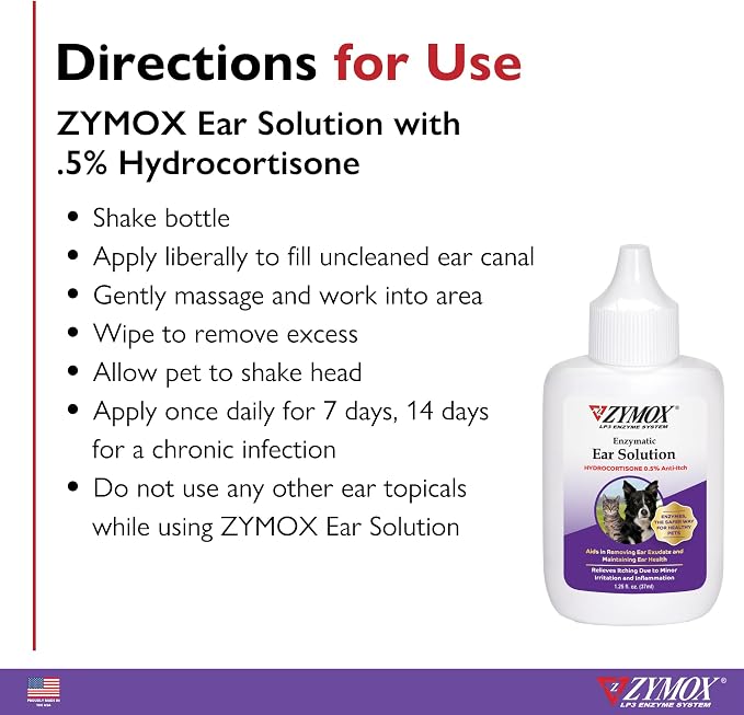 ZYMOX Enzymatic Ear Solution with 0.5% Hydrocortisone, 1.25 oz