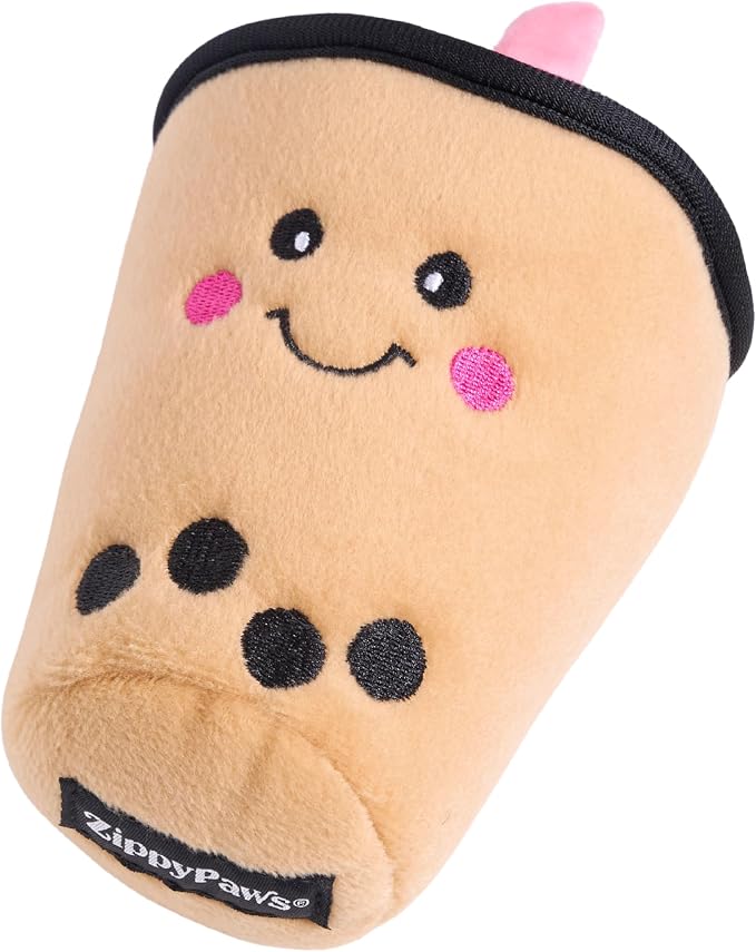 ZippyPaws NomNomz Dog Squeaky Toys to Keep Them Busy - Boba Milk Tea | Funny Food Plush for Small & Medium Dogs, Cute Stuffed Puppy Toy, Pet Products, Gift for Dogs of All Breeds, Soft and Cuddly