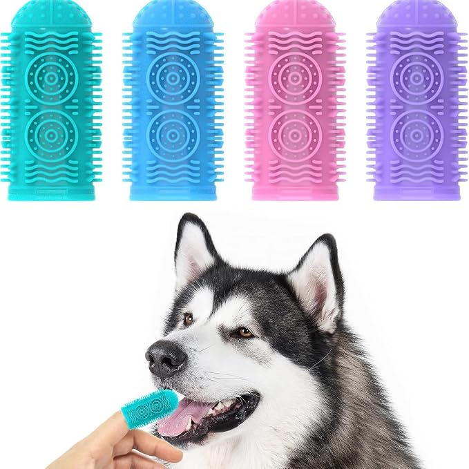 Dog Tooth Brushing Kit, Dog Finger Toothbrush, Soft Silicone Dogs Finger Toothbrush for Small Breed Care for Home Use Teeth Cleaning & Hygiene