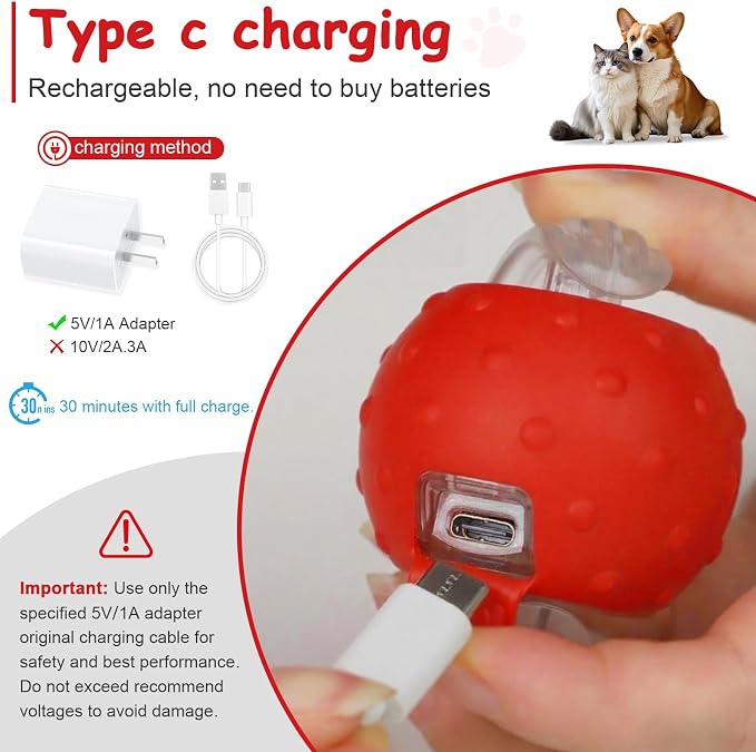 Interactive Cat Toys Smart Ball for Cats & Dogs! Now with 2 Rapid Tails. Features: 360°Auto-Rolling, Motion Activation& Bird Sounds. Perfect for Indoor Pet Exercise & Fun. (Red＆Blue)