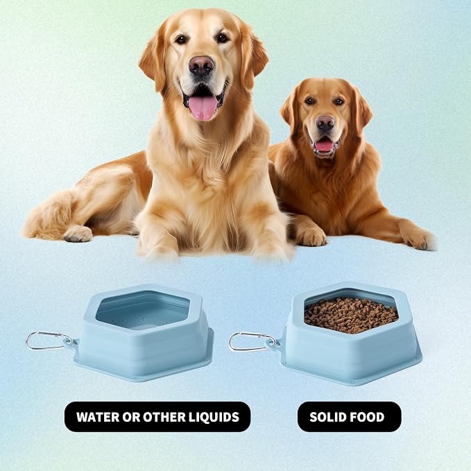 No Splash Dog Travel Bowl for Cars, Morandi Blue
