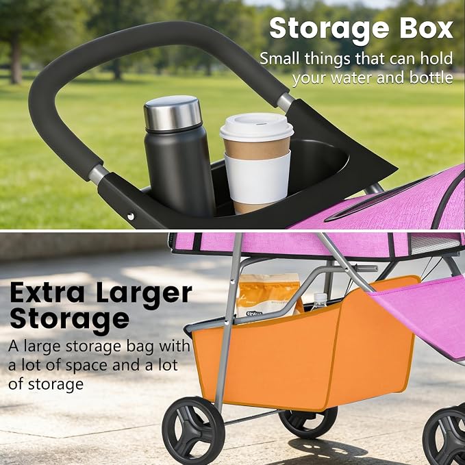 BestPet 3-Wheel Pet Stroller - Pink, Breathable Mesh