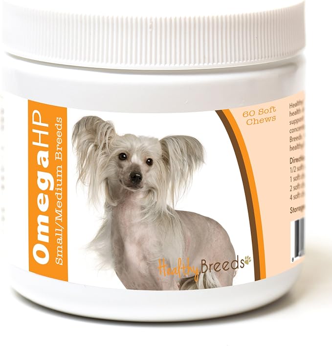 Healthy Breeds Chinese Crested Omega HP Fatty Acid Skin and Coat Support Soft Chews 60 Count