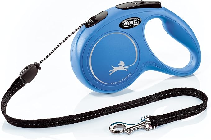 FLEXI® Classic Cord Retractable Dog Leash, Medium, 16 ft - Blue | German engineered, original flexi leash, durable quality for dogs up to 44 lbs, tangle-free, walking, reliable brake system
