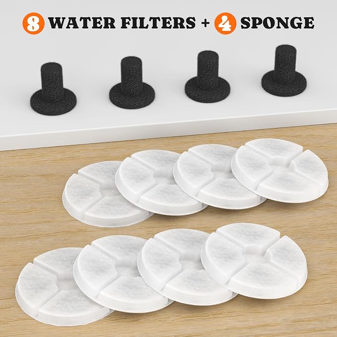 Pawtners Dog Water Fountain for Small Medium Large Dogs, 10in/6.7in Dog Fountain with Multiple Filtration, Replacement Filter for Pet Cats Dogs Water Fountains (8 Filters for 10in/6.7in Dog Fountain)