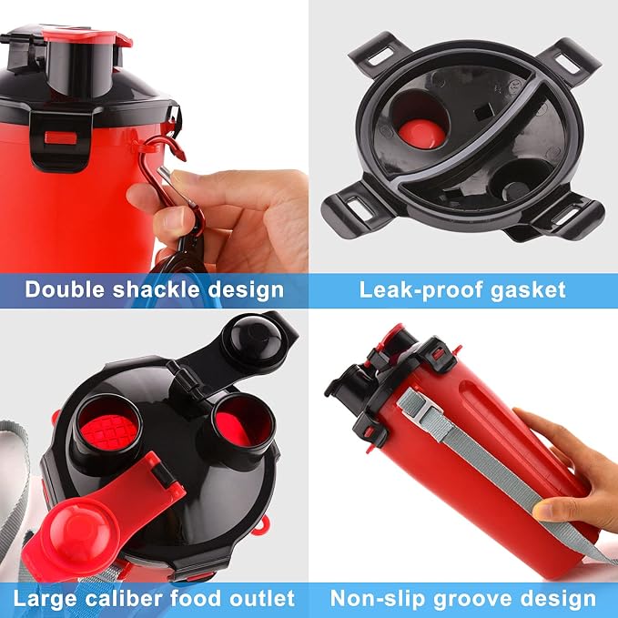 Dog Travel Water Bottle, 2-in-1 with Collapsible Bowl, Red