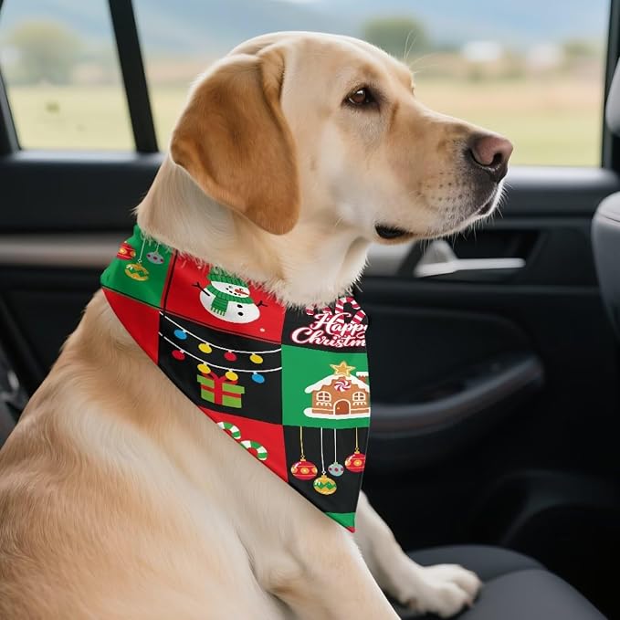 Jeiento Merry Christmas Theme Bandanas Xmas Party Costume, Polyester, Merry Christmas Theme