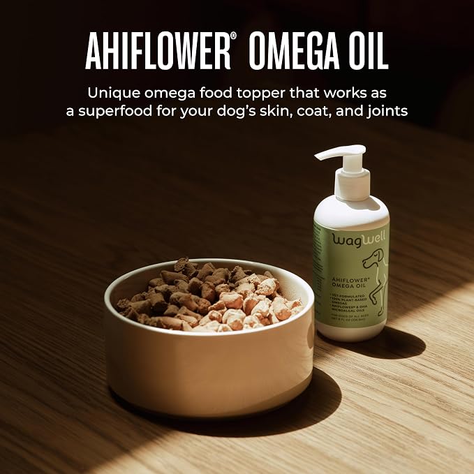 WagWell Ahiflower Omega Oil for Dogs, Plant-Based All Natural (8 fl oz)