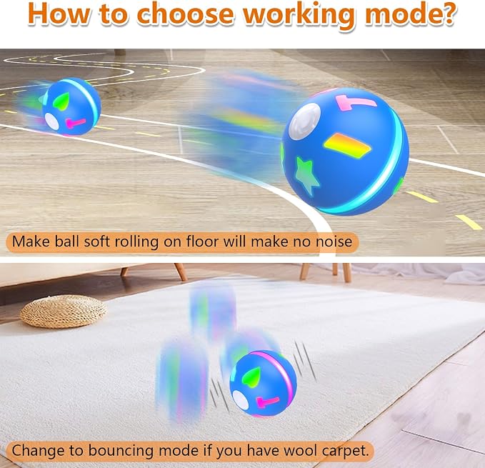Salodal Interactive Dog Toys Ball, Motion Activated Rolling Dog Ball, Automatic Toy for Small/Medium Dogs,USB Rechargeable Dog Enrichment Toys to Keep Them Busy