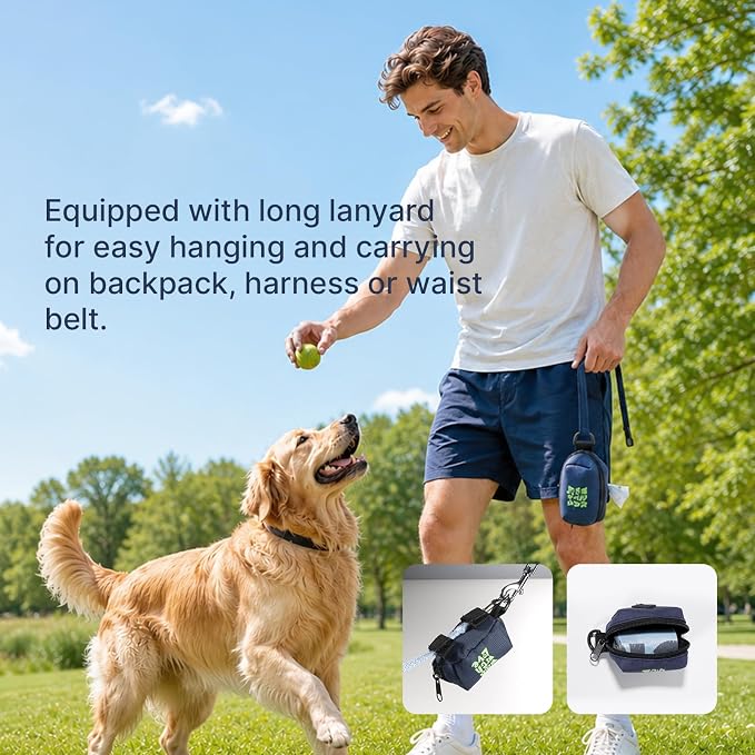Dog Poop Bag Holder For Leash, Doggy Poop Bag Dispenser With Velcro Attachment, Suitable For Any Retractable Leash, Reusable Dispenser For Travel, Walking, Park, And Outdoor Use (Blue)