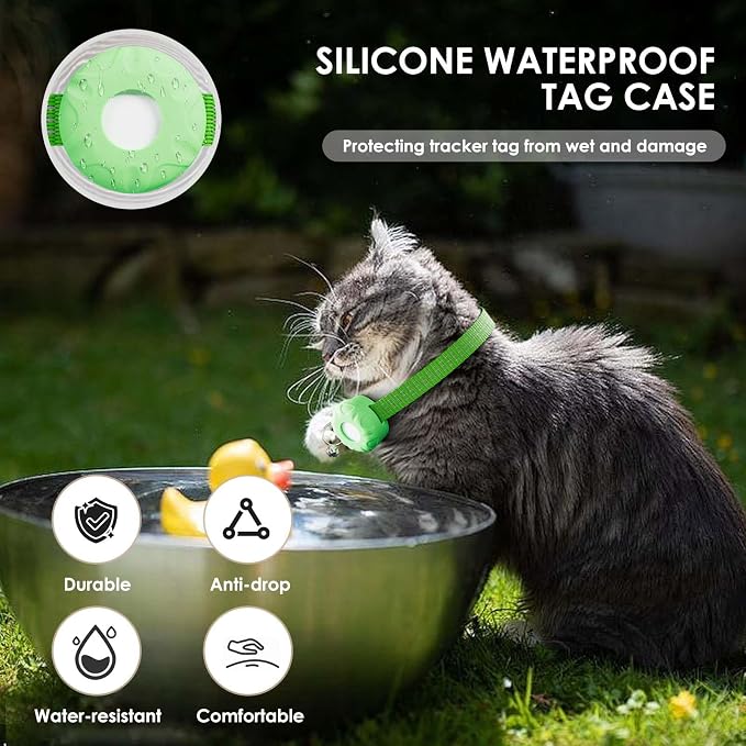 GPS Tracker for Cats - No Monthly Fee Cat Tracker, Waterproof Real-Time Tracking Collar for Pets, Kids,Luggage & Assets | 367-Day Battery Life | iOS Compatible | Anti-Lost Tracker Device (Green)