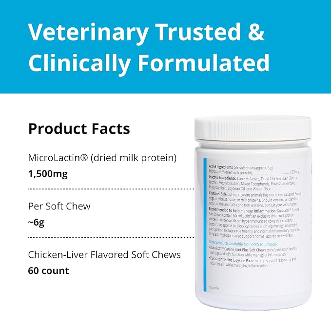 PRN Pharmacal Duralactin Canine Soft Chews for Dogs & Puppies, 60 Count