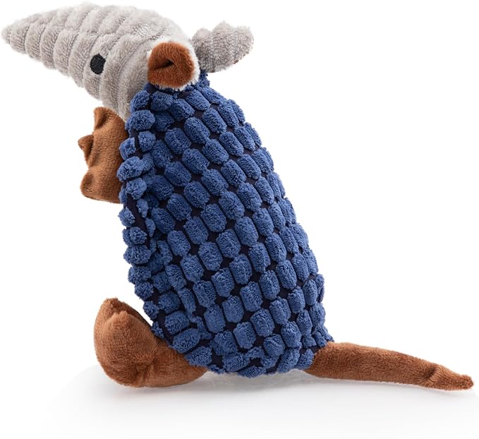 Hollypet Armadillo Squeaky Puppy Dog Toys for Small Medium Dogs, 8" | plush stuffed small dog squeak animal toy with unique grunt squeaker textured fabric for teeth cleaning toys