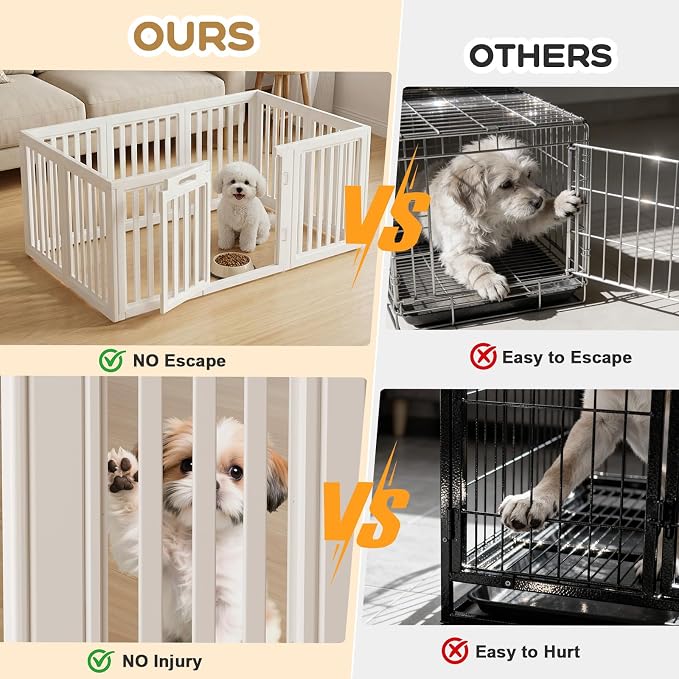 Dog Playpen, Clear Dog Pen, Dog Pen Indoor, Easy to Install and Remove Dog Play Pen, Puppy Playpen Suitable for Dogs, Cats,Dog Playpen Indoor (White, 30.3 inch Height, 10 Panels)