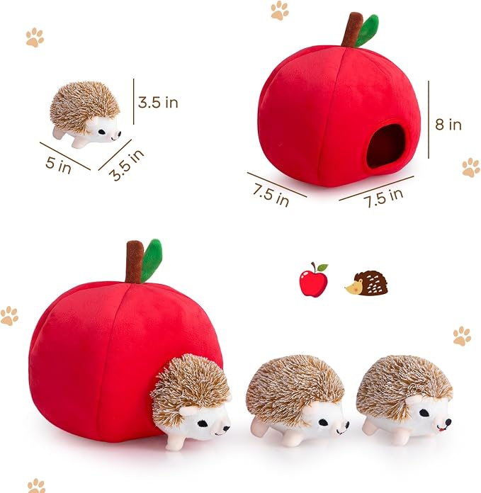 Hollypet Squeaky Hide and Seek Dog Toys for Small and Medium Dogs, Hedgehog | Interactive Plush Stuffed Dog Squeak Toys for Small Medium Sized Dogs and Non-Aggressive Chewers, Puppy Teeth Clean Chew Toys