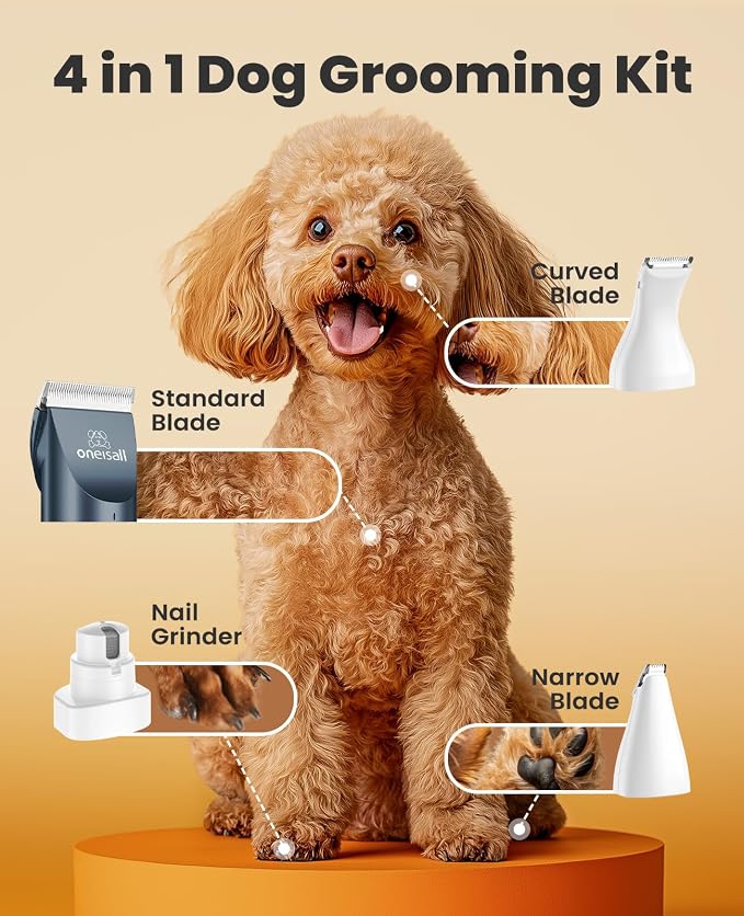 oneisall 4-in-1 Dog Clippers & Paw Trimmer Kit