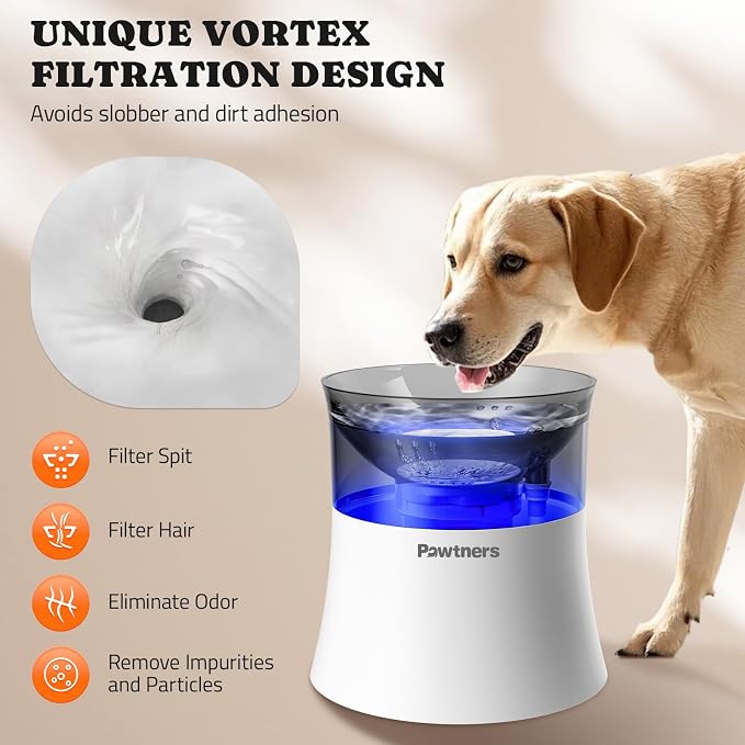 Pawtners Dog Water Fountain with Vortex Filter, 1 Gal, Medium Fountain