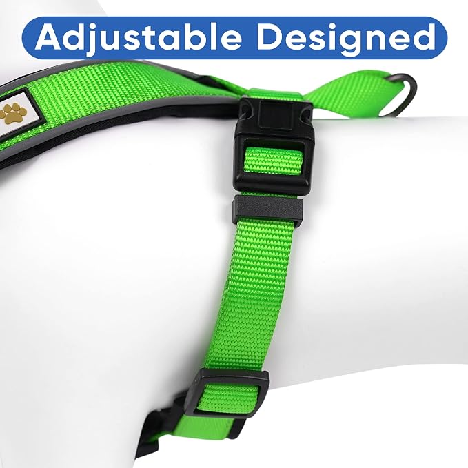 Pawtitas Reflective Padded Dog Harness for X-Small Dogs – Adjustable Puppy Step-in Vest | Fits Chest 14–18 in | No Pull Training Harness | XS | Green