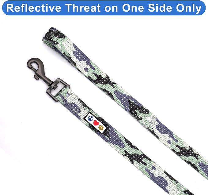 Pawtitas Camo Grey Dog Leash 6 ft XS/S Reflective Durable Lightweight Dog Lead for Small Dogs and Puppies