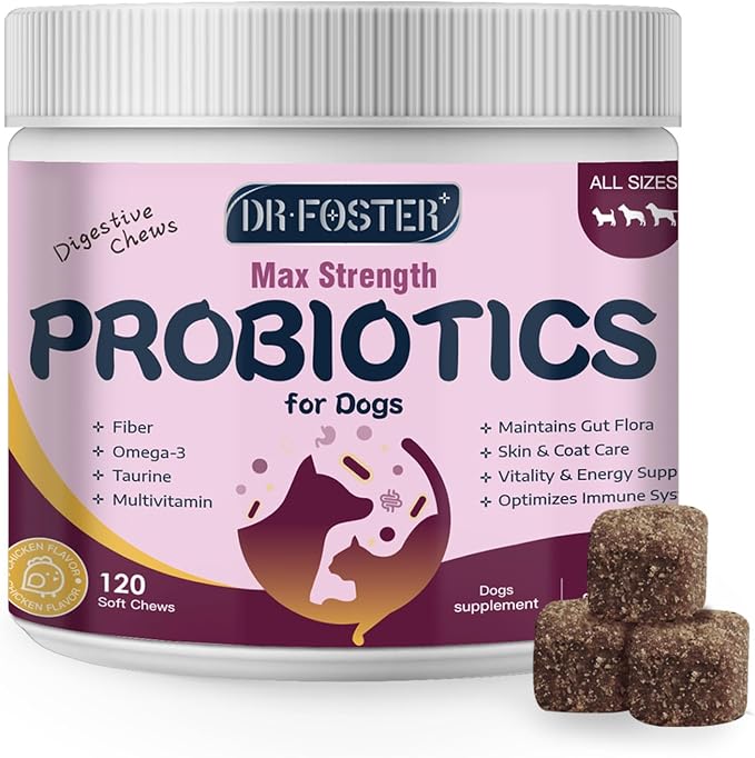 DRFOSTER Probiotics for Dogs, 6 Billion CFU, Pumpkin, 120 Chews