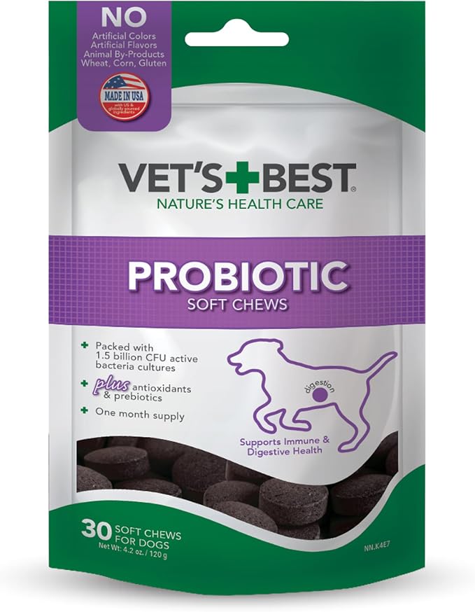 Vet's Best Probiotic Soft Chews for Dogs, Digestive Aid, 30 Day Supply