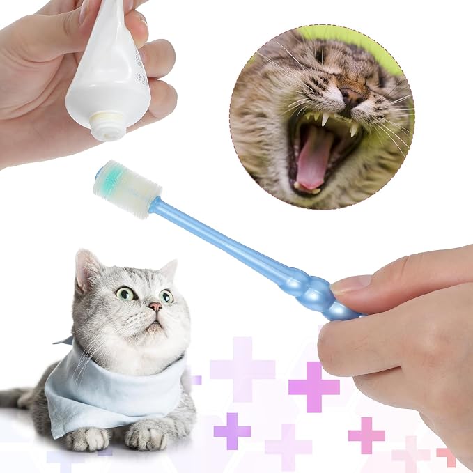 Small Dog Toothbrush and Cat Tooth Brush, 2 Pcs 360 Degree Soft Pet Toothbrush for Puppies Kittens - Dental Care for Small Breed Dogs and Cats