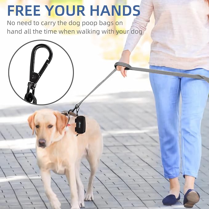 1 Pack Poop Bag Holder for Dogs & Cats Waste Bag Dispenser Pouch Dispenser with 1 Roll of Free Poop Bags for Dog Leash Accessory Bicycle (Blue)