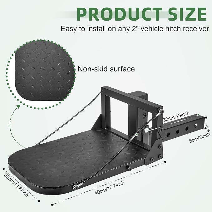 Pindex Folding Dog Ramp 2" Hitch Receiver Step Dog Stairs for Car, Step Pet Ramp Portable & Foldable for SUV Car & Truck, Max Support 400LBS