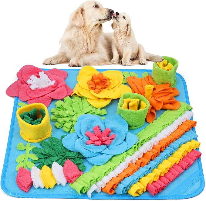 ORIA Snuffle Mat for Dogs, 15.4'' x 15.4'' Slow Feeder Mat for Boredom, Mental Stimulation, Anxiety Relief, Interactive Dog Puzzle Toy & Foraging Mat for Small Dogs, Puppies, Cats, Rabbits