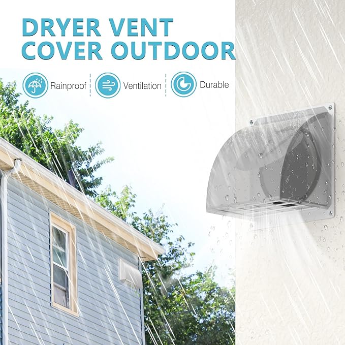 HG Power 8 Inch Wall Vent Cover with Removable Screen, White