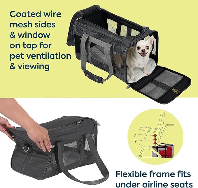 Sherpa Original Deluxe Travel Pet Carrier, Airline Approved, Charcoal Gray, Medium