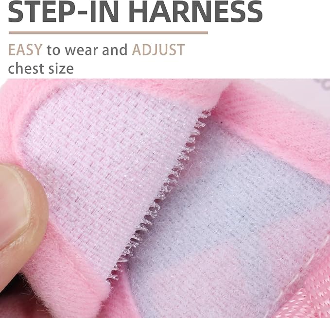PUPTECK Dog Harness for Puppy and Small Sized Dogs, Step-in No Pull Soft Mesh Vest Harness for Cats Small Pets Walking, Pink Plaid, L