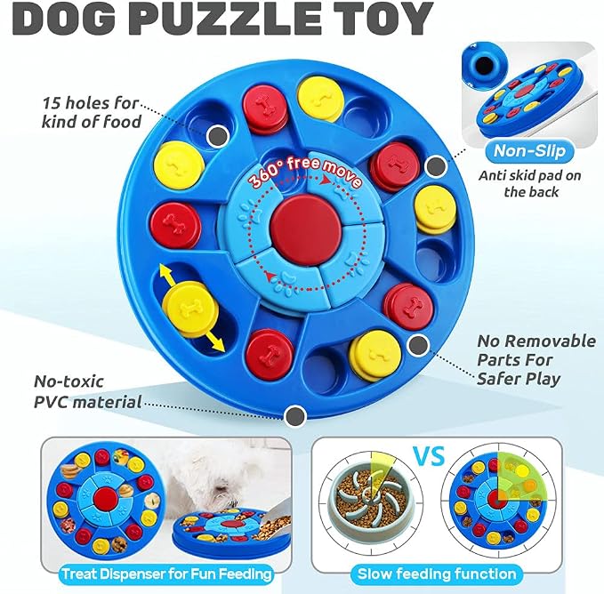 Joansan Dog Puzzle Toys, Interactive Treat Dispenser IQ Stimulation | Small Dogs Brain Training, Slow Feeder to Aid Pets Digestion (Advanced Level 2-3)